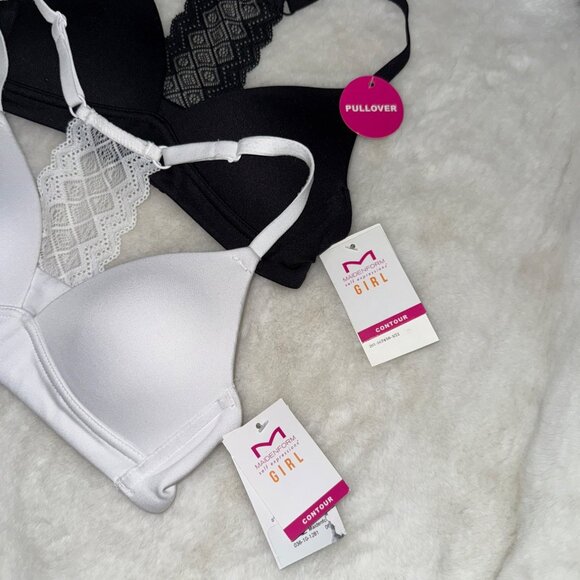 Maidenform Girl size 30A Contour Racerback Lace White & Black Bra NEW - Picture 2 of 5